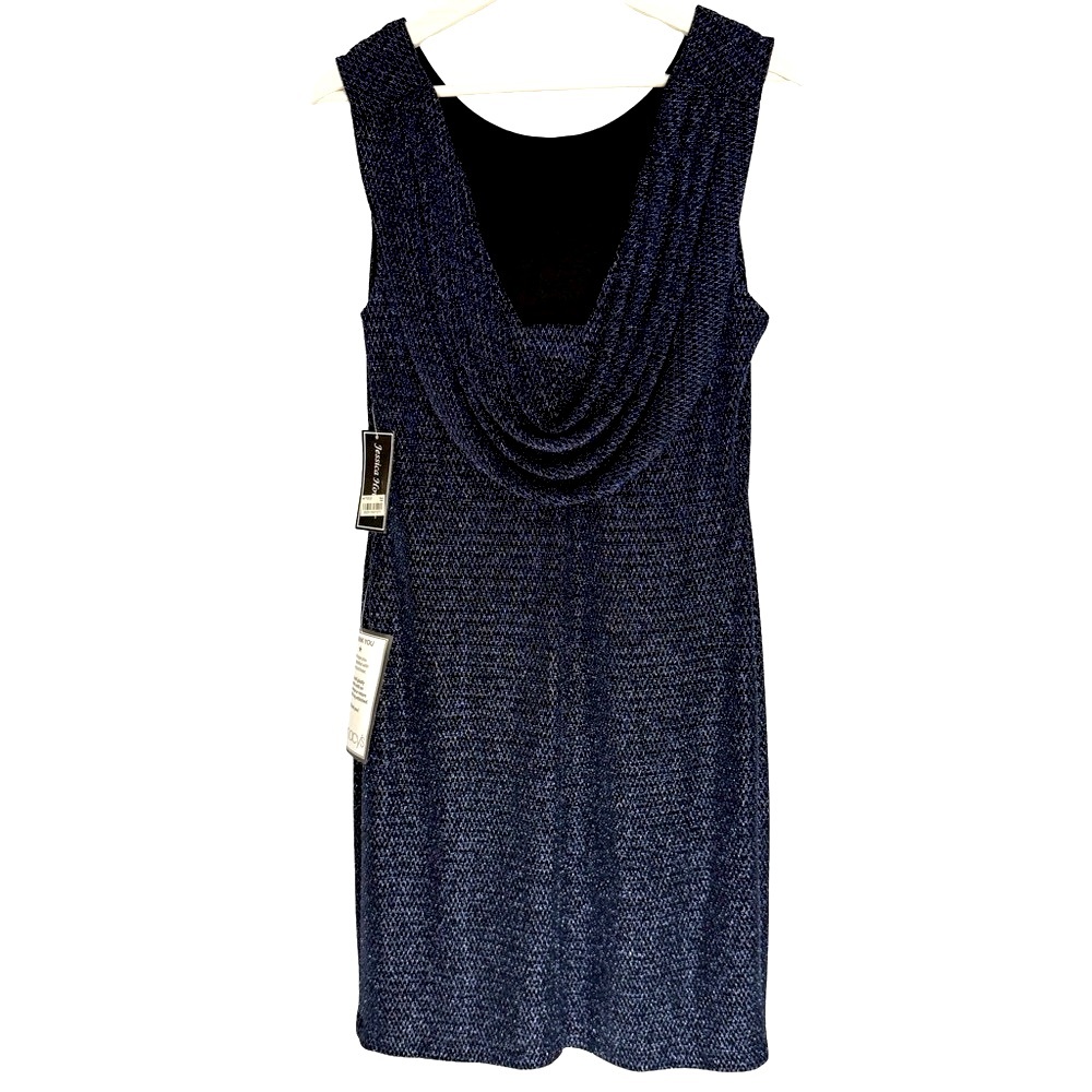 NEW Jessica Howard short cocktail sleeveless dress glitter blue, Size 12